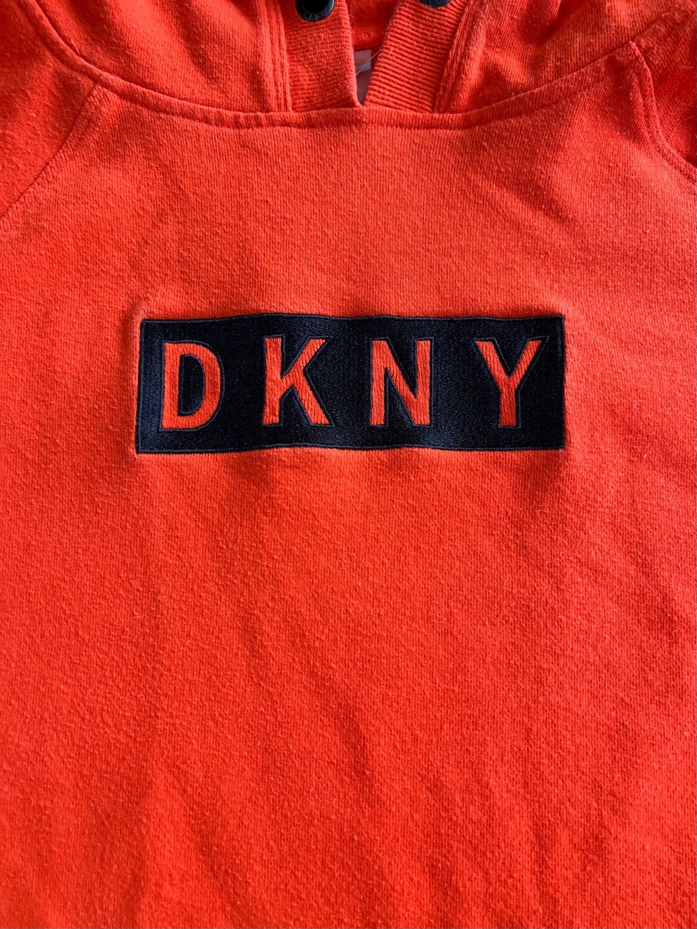 DKNY Sport Hooded Sweatshirt Dress Orange Short Sleeve XL - Picture 3 of 7